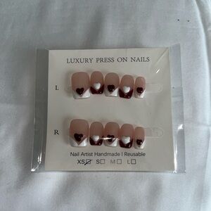 Valentine’s day press on nails french tip size xs girls